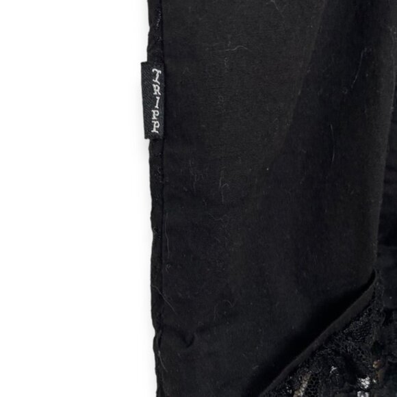 Vintage TRIPP NYC black embroidered ribbon lace up corset zipper floral lace XL - Picture 6 of 8